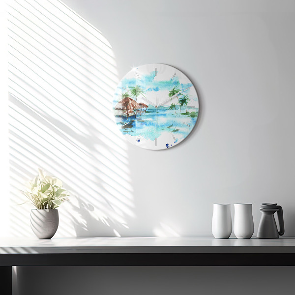 Orologio rotondo Immagine di un'isola deserta
