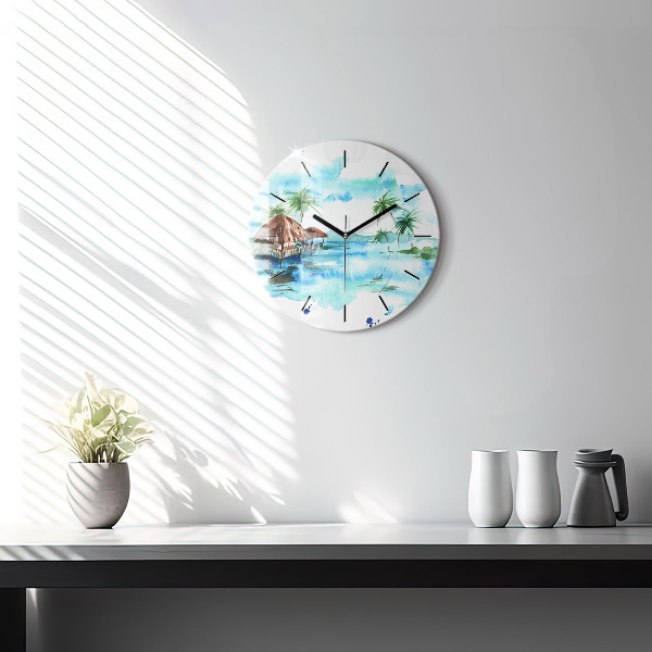 Orologio rotondo Immagine di un'isola deserta