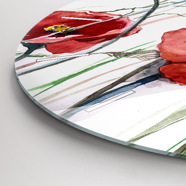 Orologio rotondo Papaveri rossi dipinti
