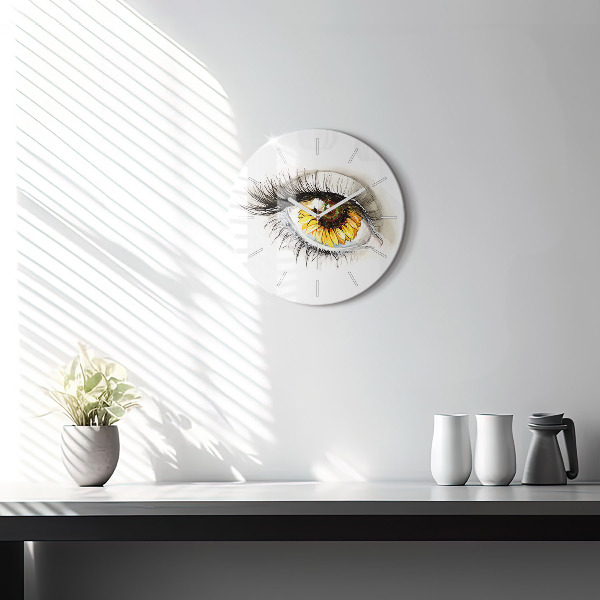 Orologio rotondo Fiore di girasole nell'occhio
