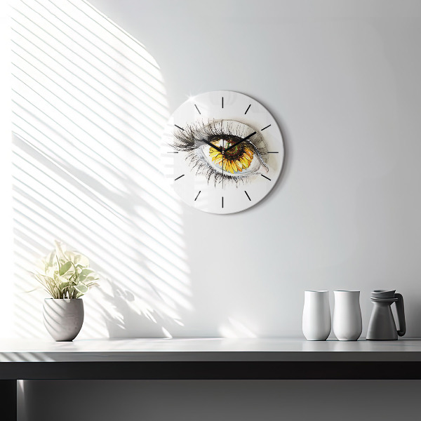 Orologio rotondo Fiore di girasole nell'occhio