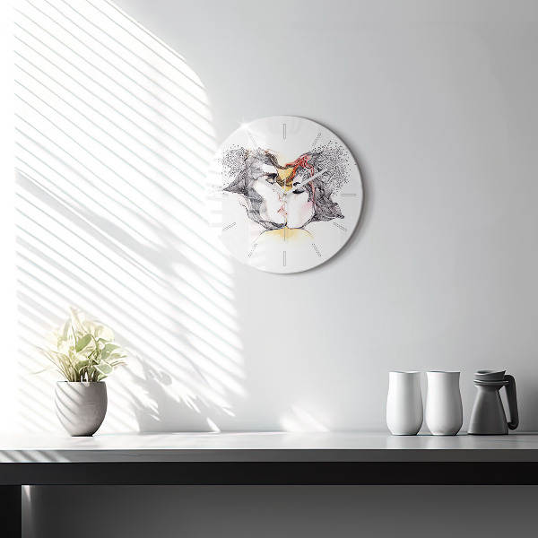Orologio rotondo Disegno di bacio d'amore