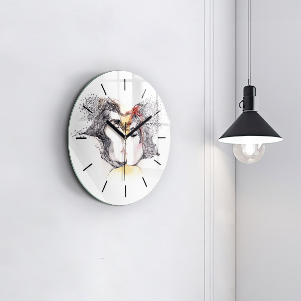 Orologio rotondo Disegno di bacio d'amore