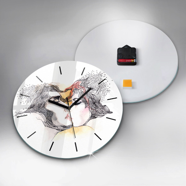 Orologio rotondo Disegno di bacio d'amore