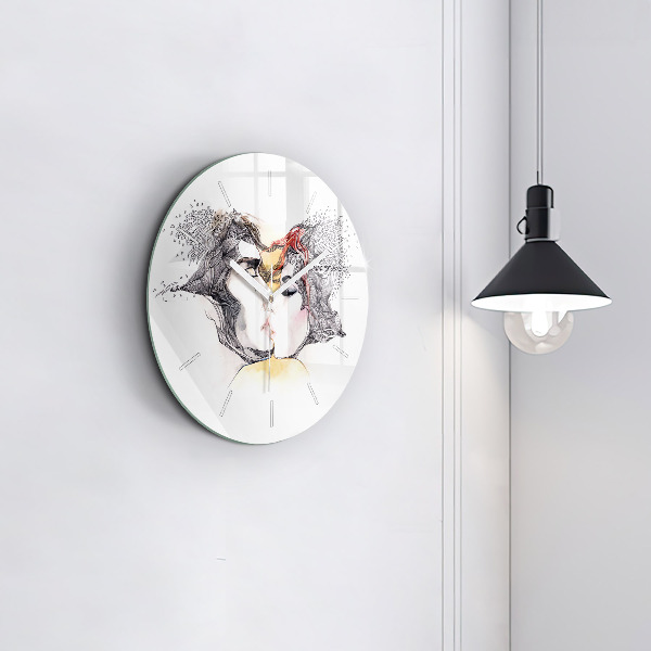 Orologio rotondo Disegno di bacio d'amore