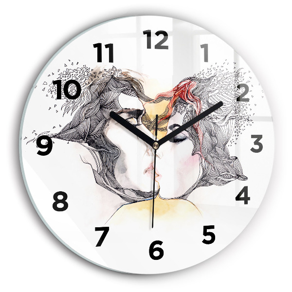 Orologio rotondo Disegno di bacio d'amore
