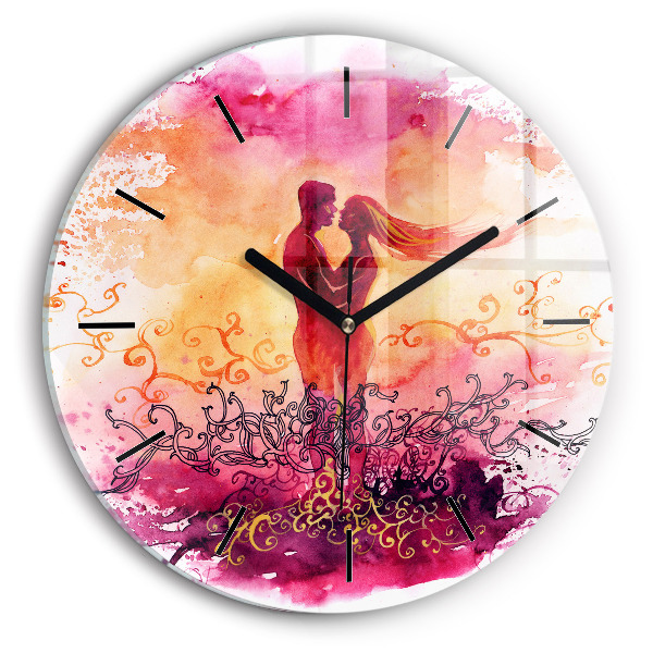 Orologio rotondo Coppia innamorata ad acquerello
