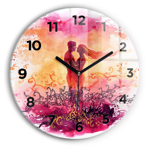 Orologio rotondo Coppia innamorata ad acquerello