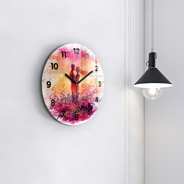 Orologio rotondo Coppia innamorata ad acquerello