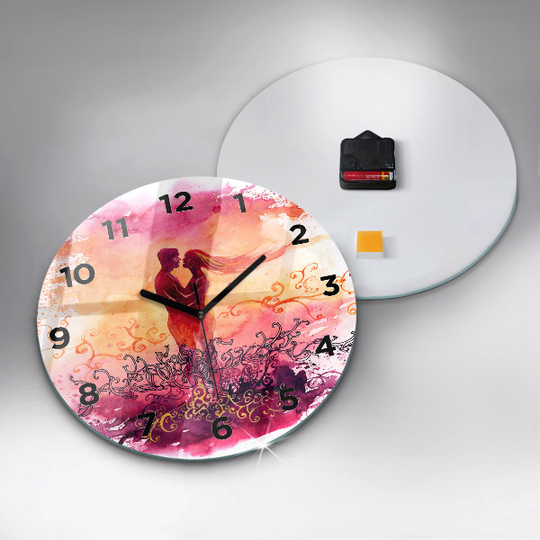 Orologio rotondo Coppia innamorata ad acquerello