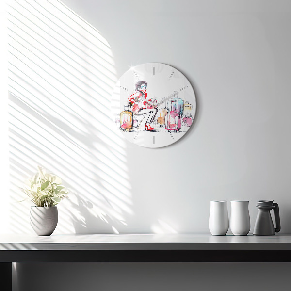 Orologio rotondo Donna con valigie