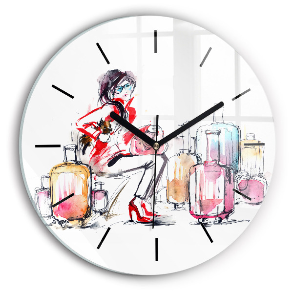 Orologio rotondo Donna con valigie