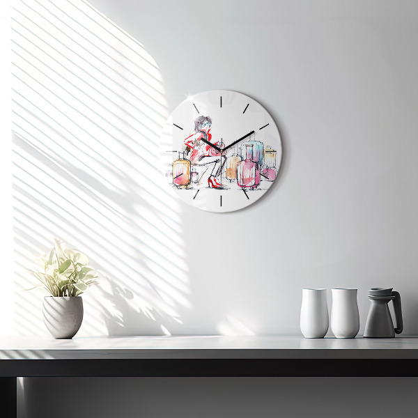 Orologio rotondo Donna con valigie