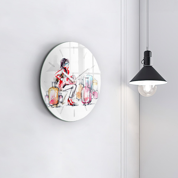 Orologio rotondo Donna con valigie