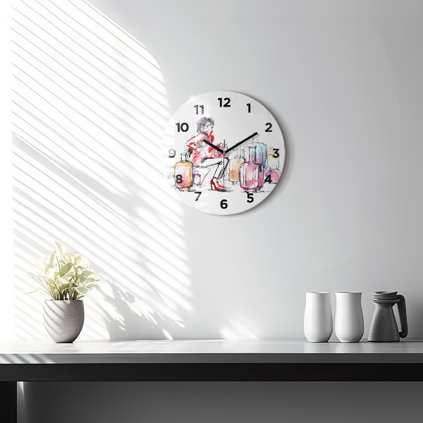 Orologio rotondo Donna con valigie