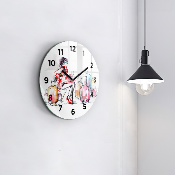 Orologio rotondo Donna con valigie