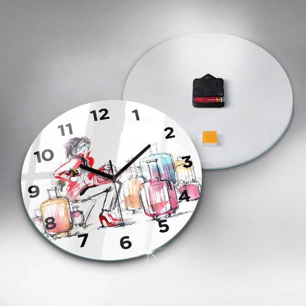 Orologio rotondo Donna con valigie