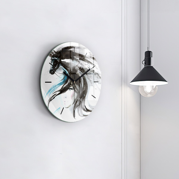 Orologio rotondo Cavallo e donna astratti