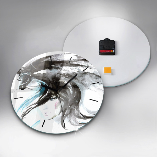Orologio rotondo Cavallo e donna astratti