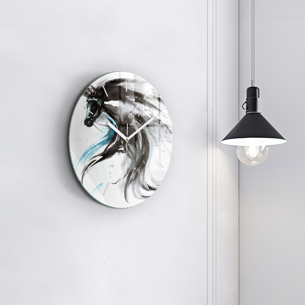 Orologio rotondo Cavallo e donna astratti