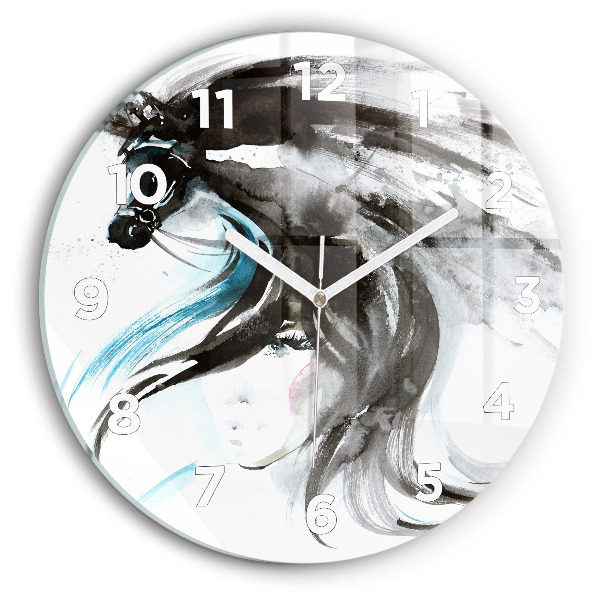 Orologio rotondo Cavallo e donna astratti