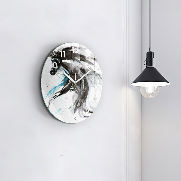 Orologio rotondo Cavallo e donna astratti