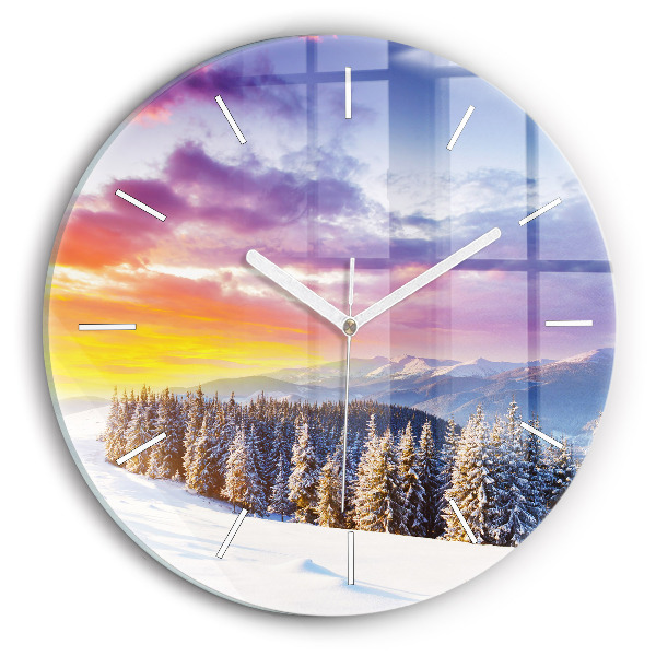 Orologio rotondo Paesaggio montano invernale