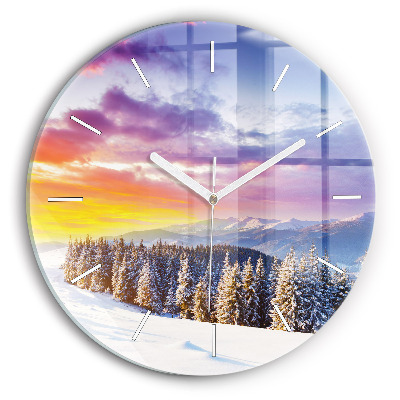 Orologio rotondo Paesaggio montano invernale