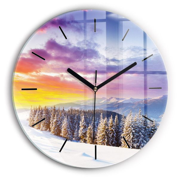 Orologio rotondo Paesaggio montano invernale