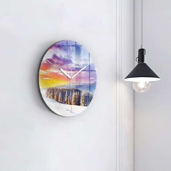 Orologio rotondo Paesaggio montano invernale