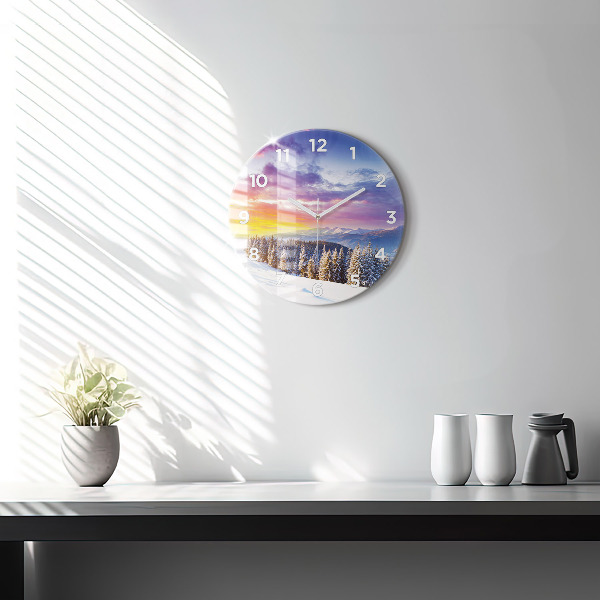 Orologio rotondo Paesaggio montano invernale