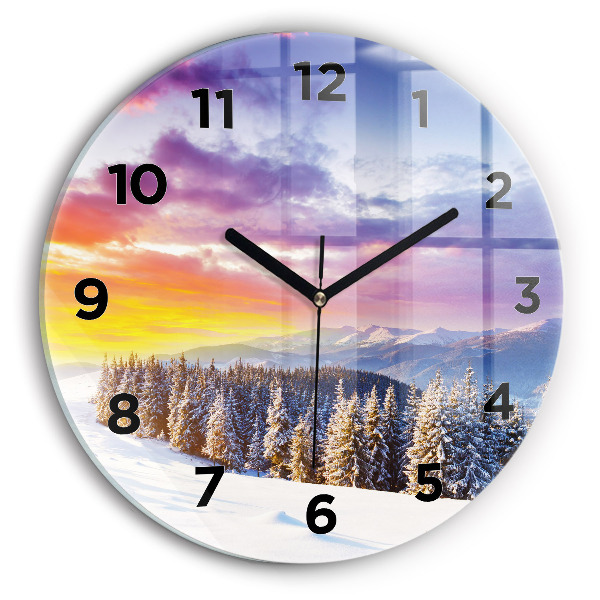 Orologio rotondo Paesaggio montano invernale