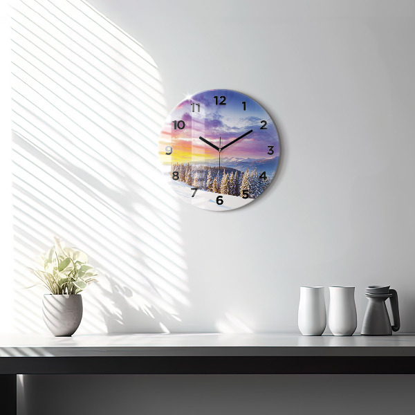 Orologio rotondo Paesaggio montano invernale