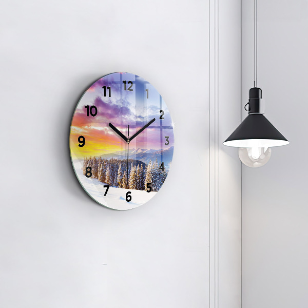 Orologio rotondo Paesaggio montano invernale