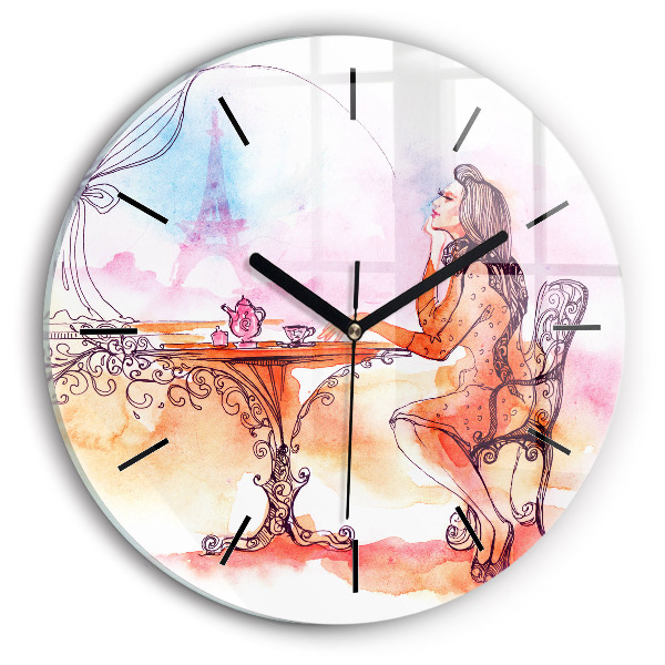 Orologio rotondo Donna che beve il tè