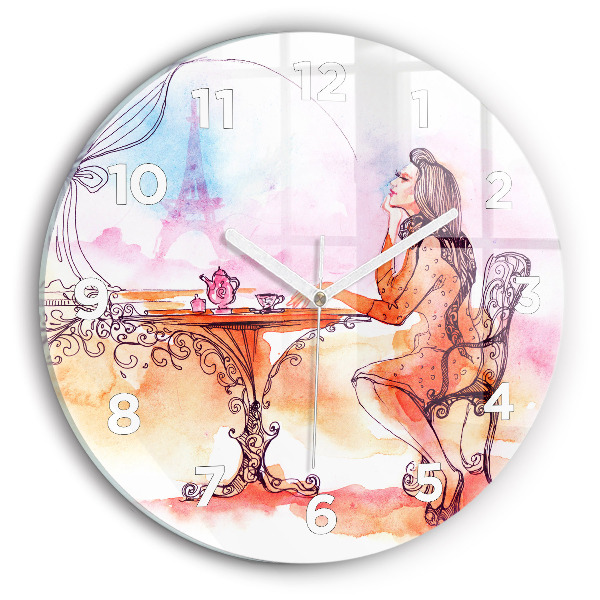 Orologio rotondo Donna che beve il tè