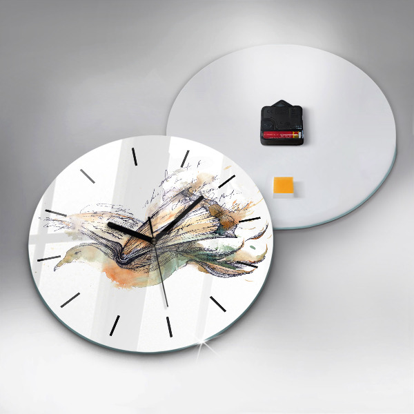 Orologio rotondo L'uccello e il libro
