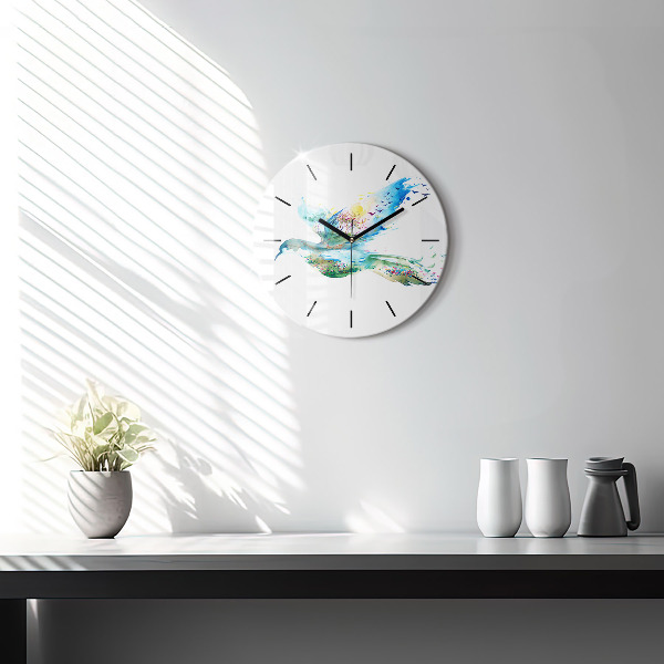 Orologio rotondo Astrazione di uccello e primavera