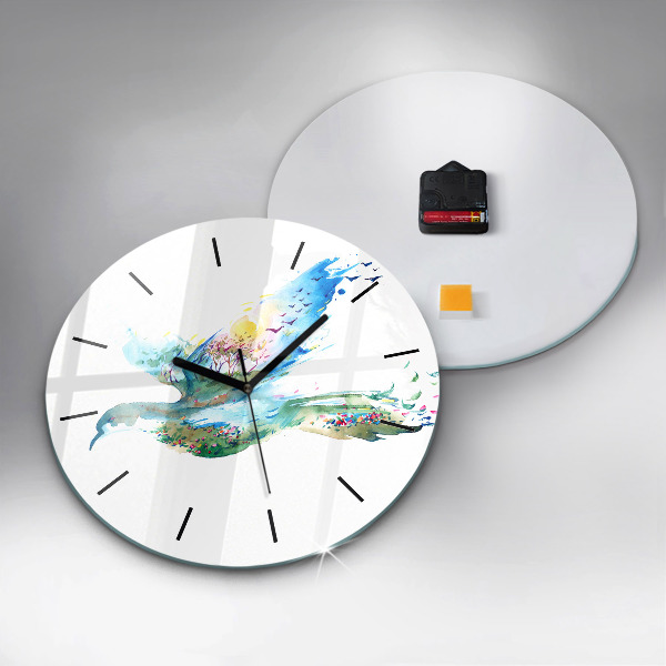 Orologio rotondo Astrazione di uccello e primavera