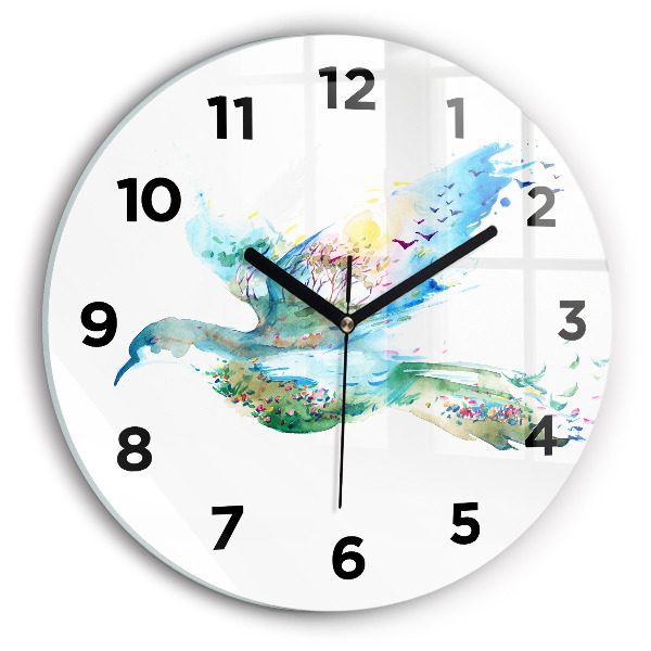 Orologio rotondo Astrazione di uccello e primavera