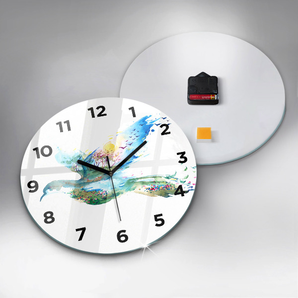 Orologio rotondo Astrazione di uccello e primavera