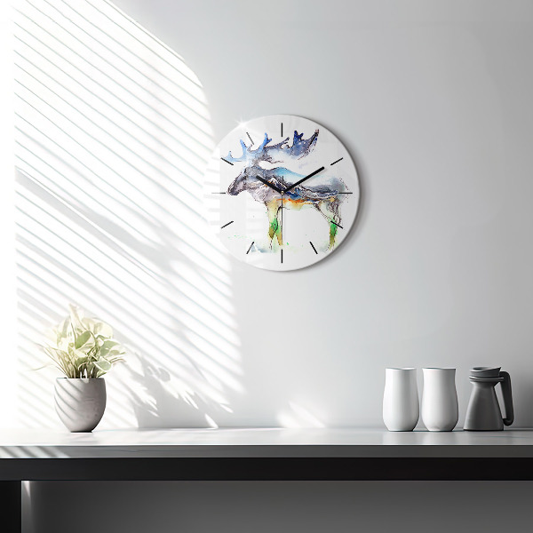 Orologio rotondo Paesaggio di alci e montagne