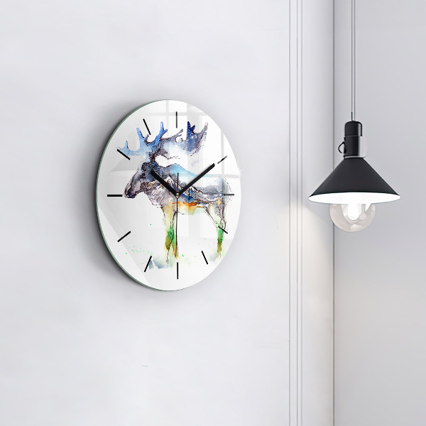 Orologio rotondo Paesaggio di alci e montagne