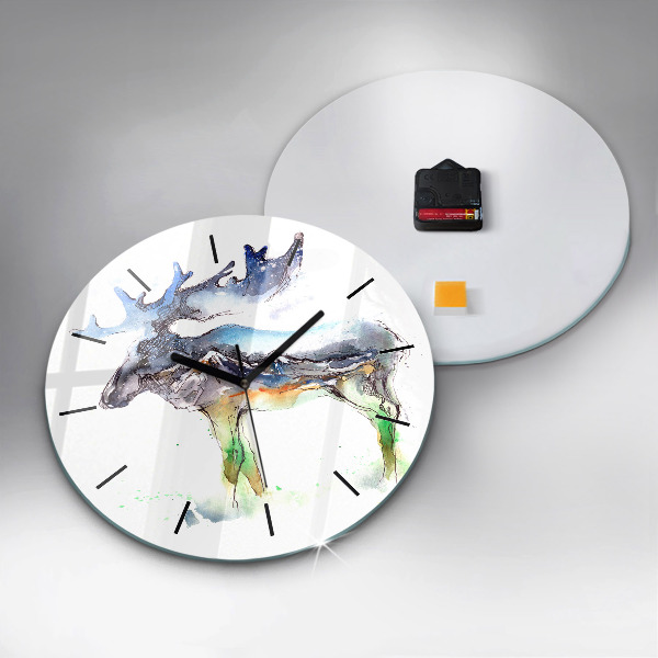 Orologio rotondo Paesaggio di alci e montagne