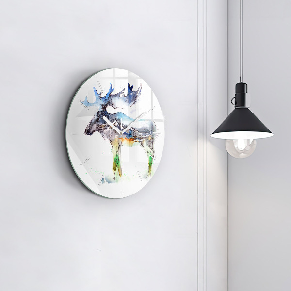 Orologio rotondo Paesaggio di alci e montagne