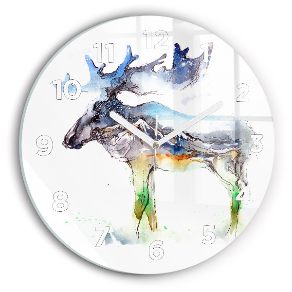 Orologio rotondo Paesaggio di alci e montagne