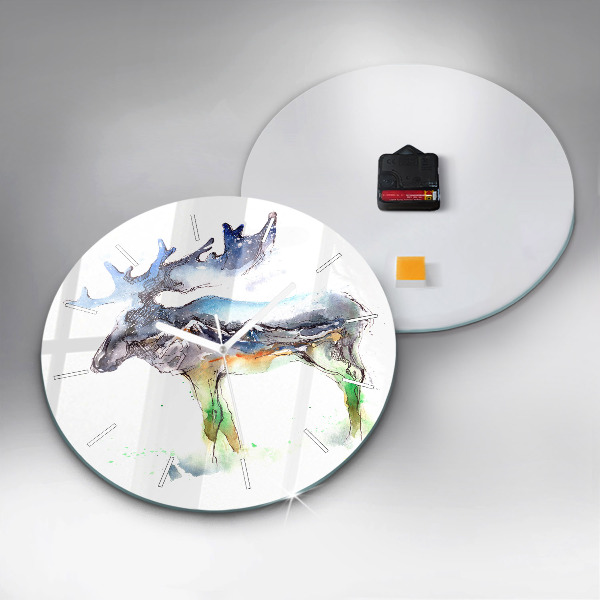 Orologio rotondo Paesaggio di alci e montagne