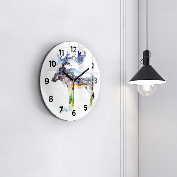 Orologio rotondo Paesaggio di alci e montagne