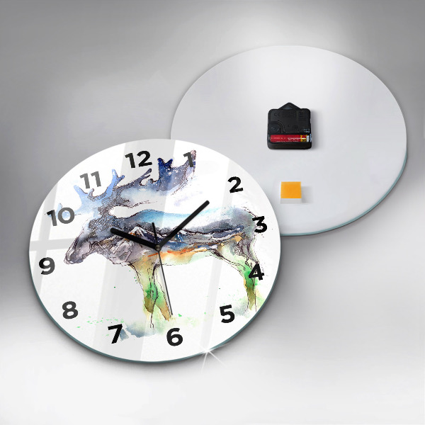 Orologio rotondo Paesaggio di alci e montagne