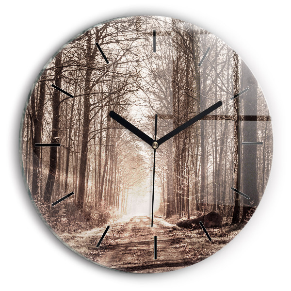 Orologio rotondo Sentiero forestale in seppia